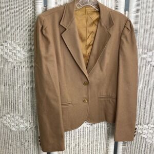 Vintage Camel Blazer 100% Wool Alison Roberts Sz 10 Quiet Luxury Preppy Academia
